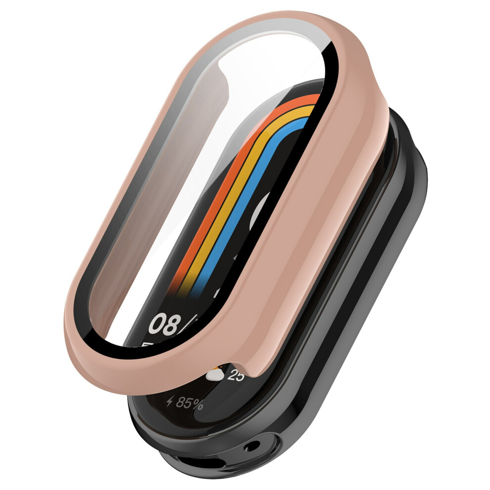 (Pink) For Xiaomi Smart Band 10 / 10 Nfc Watch Case Pc Frame Cover With Tempered Glass Screen Film Pink 6914284486020