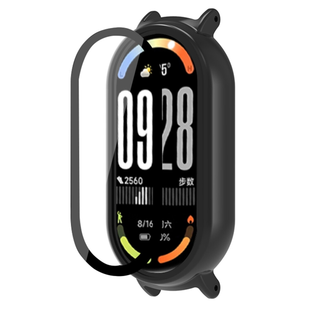 (Black) For Xiaomi Smart Band 10 Nfc / Band 10 Watch Case Pc Cover With Tempered Glass Screen Film Black 6914280265902