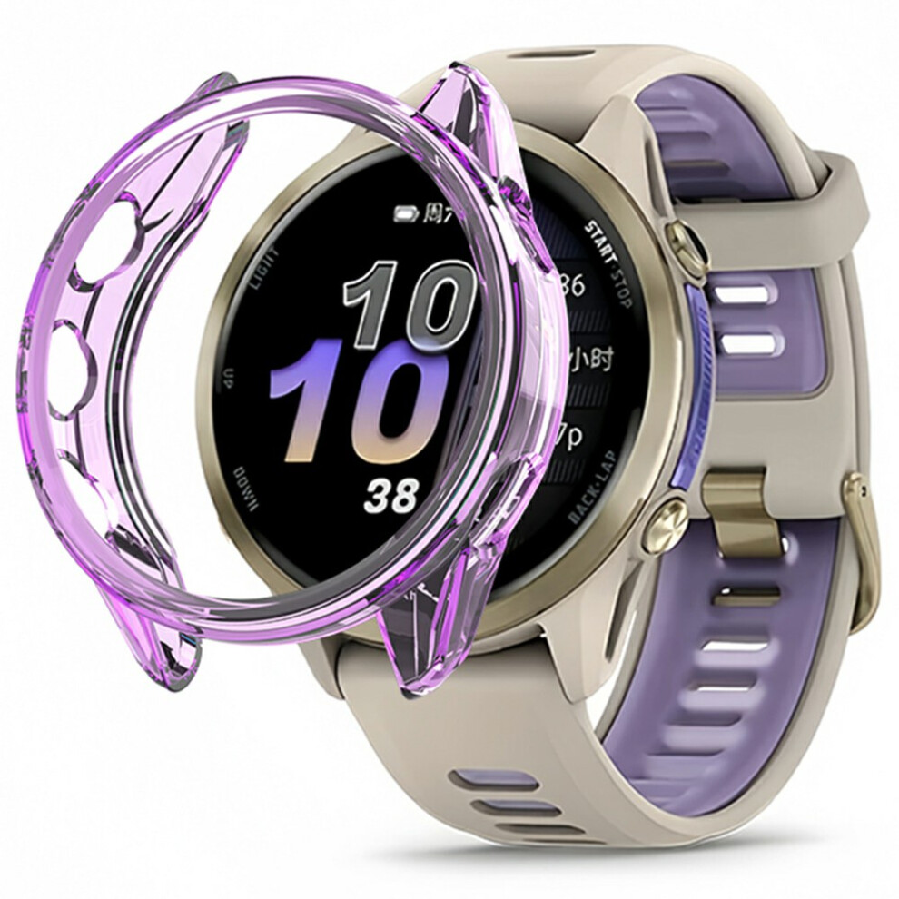 (Transparent ) For Garmin Forerunner 970 47Mm Protective Watch Case Tpu Hollow Cover Purple 6914284169602