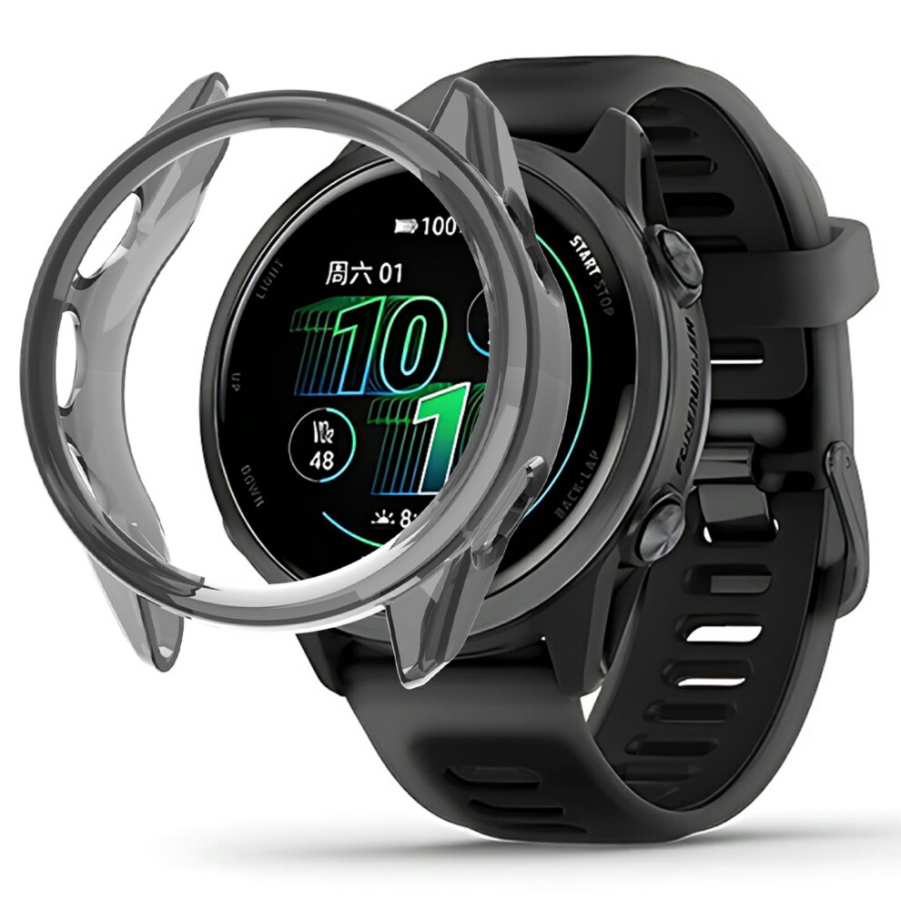 (Transparent ) For Garmin Forerunner 570 42Mm Protective Watch Case Tpu Hollow Cover Black 6914283406456
