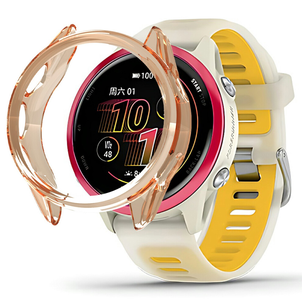 (Transparent ) For Garmin Forerunner 570 42Mm Protective Watch Case Tpu Hollow Cover Orange 6914289153095