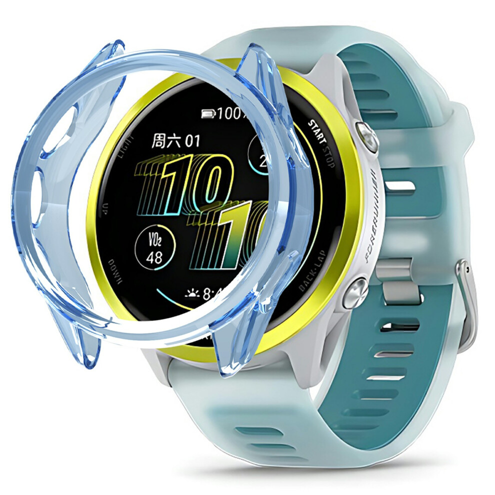(Transparent ) For Garmin Forerunner 570 42Mm Protective Watch Case Tpu Hollow Cover Blue 6914280789293