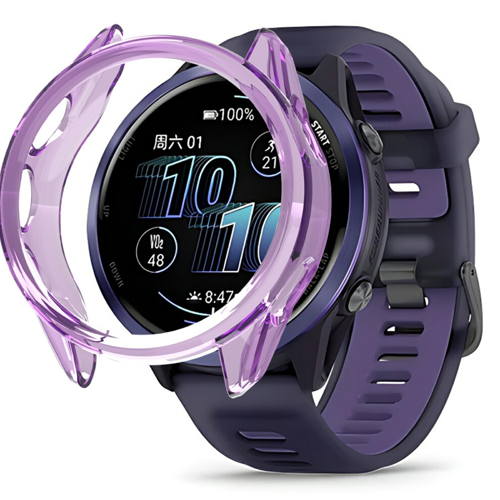 (Transparent ) For Garmin Forerunner 570 42Mm Protective Watch Case Tpu Hollow Cover Purple 6914288613835