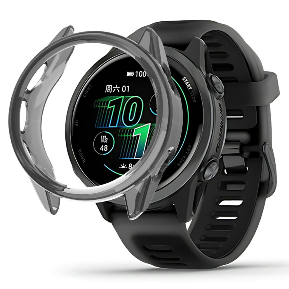 (Transparent ) For Garmin Forerunner 570 47Mm Protective Watch Case Tpu Hollow Cover Black 6914281486917