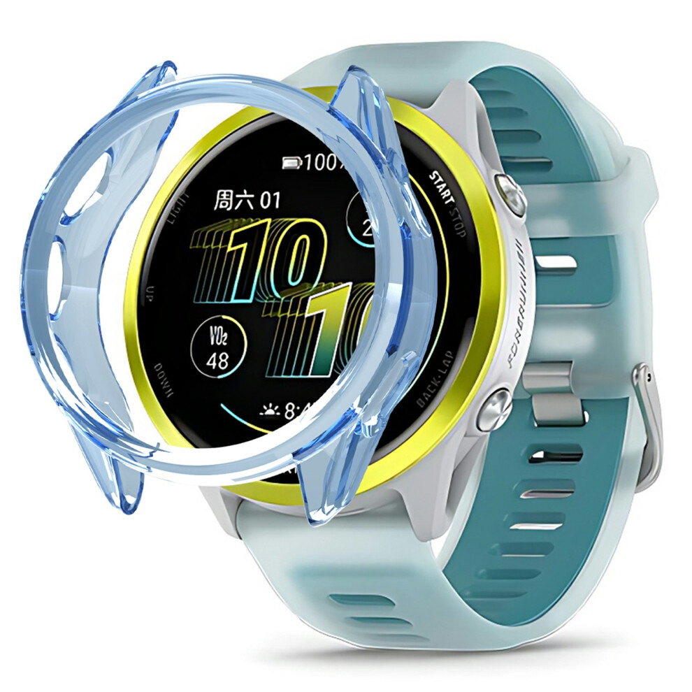 (Transparent ) For Garmin Forerunner 570 47Mm Protective Watch Case Tpu Hollow Cover Blue 6914281927557