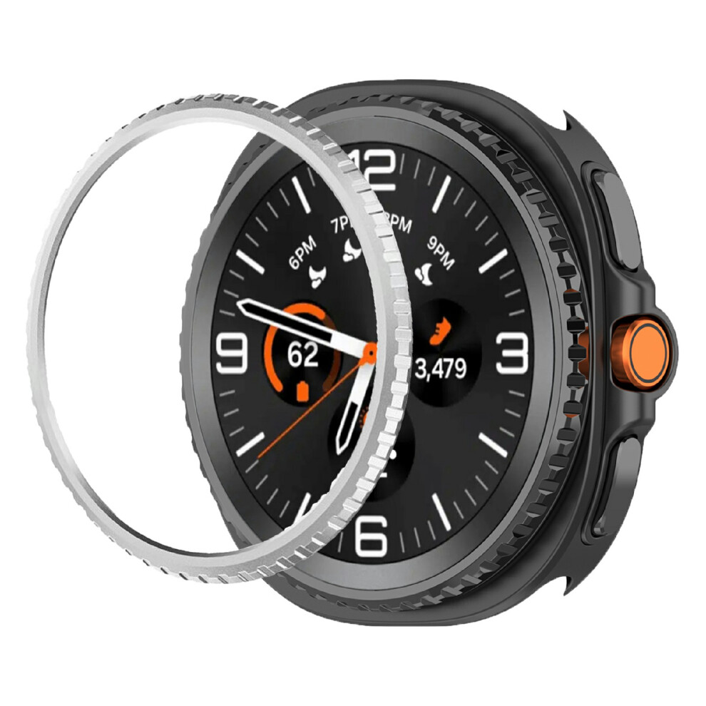 (Silver) For Samsung Galaxy Watch8 Classic 46Mm Watch Bezel Scratch Resistant Metal Protective Ring Silver 6914283899975