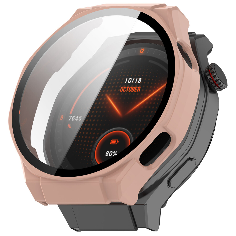 (Pink) For Honor Watch 5 Ultra Watch Case Pc Frame With Tempered Glass Screen Film Pink 6914286340962