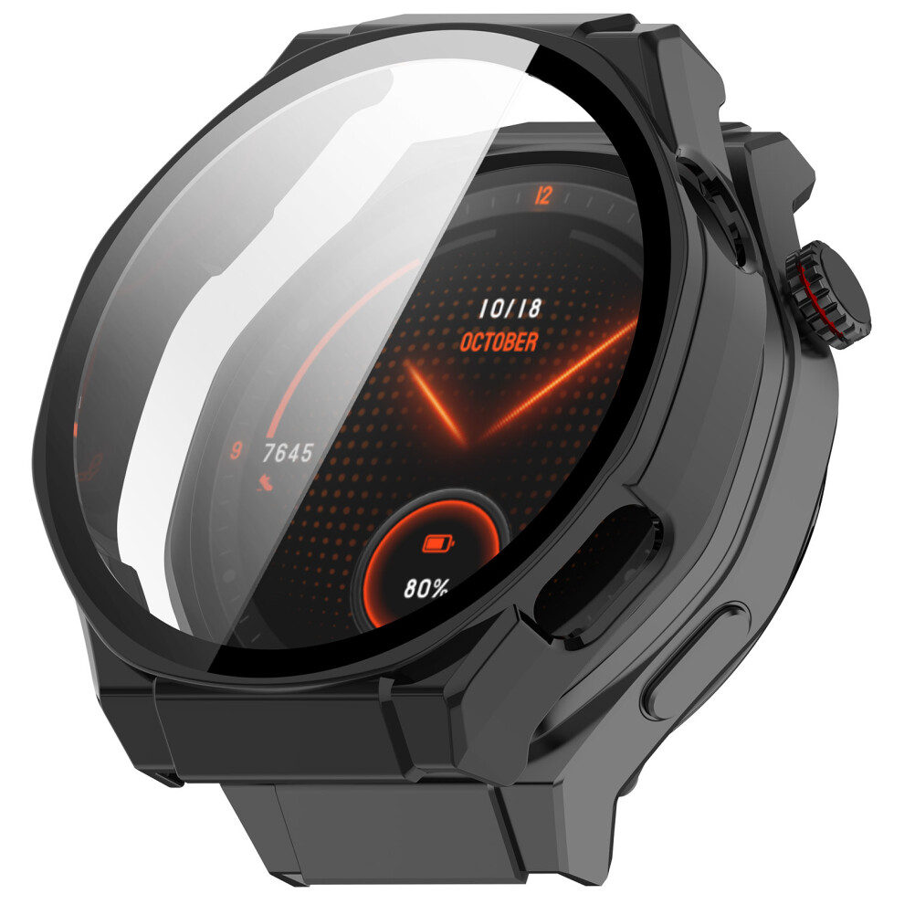 (Black) For Honor Watch 5 Ultra Watch Case Pc Frame With Tempered Glass Screen Film Black 6914285361371
