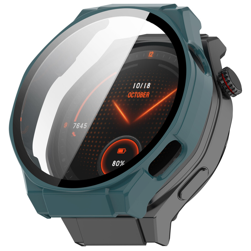 (Green) For Honor Watch 5 Ultra Watch Case Pc Frame With Tempered Glass Screen Film Green 6914284224318