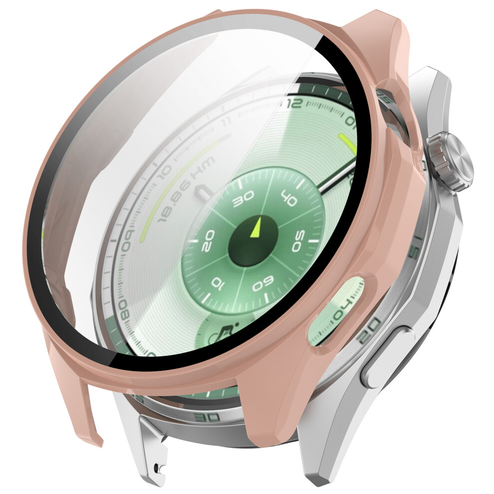 (Pink) For Huawei Watch Gt 6 46Mm Watch Case Wanlonfeng Pc Frame Cover With Tempered Glass Screen Protector Pink 6914285848087