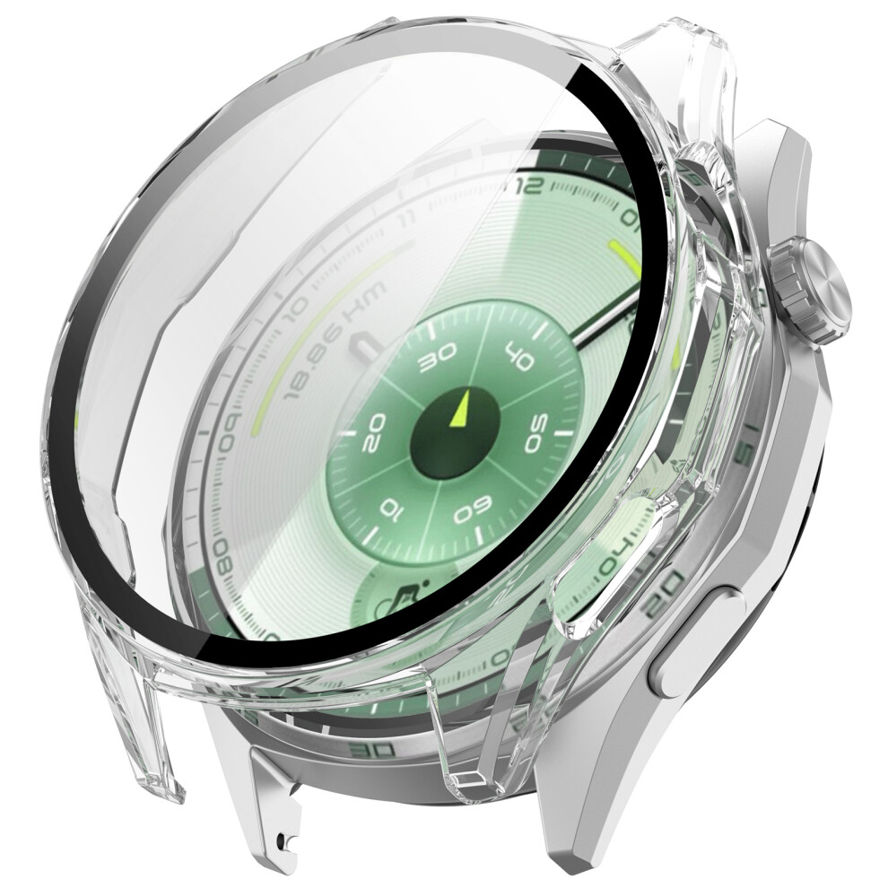 (Transparent) For Huawei Watch Gt 6 46Mm Watch Case Wanlonfeng Pc Frame Cover With Tempered Glass Screen Protector 6914288727198
