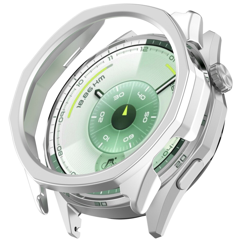 (Silver) For Huawei Watch Gt 6 46Mm Case Semi-Enclosed Pc Protective Watch Frame Silver 6914288410779