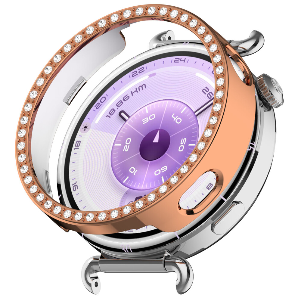 (Rose ) For Huawei Watch Gt 6 41Mm Watch Case Rhinestone Decor Hollow Electroplating Pc Watch Cover Gold 6914286369536