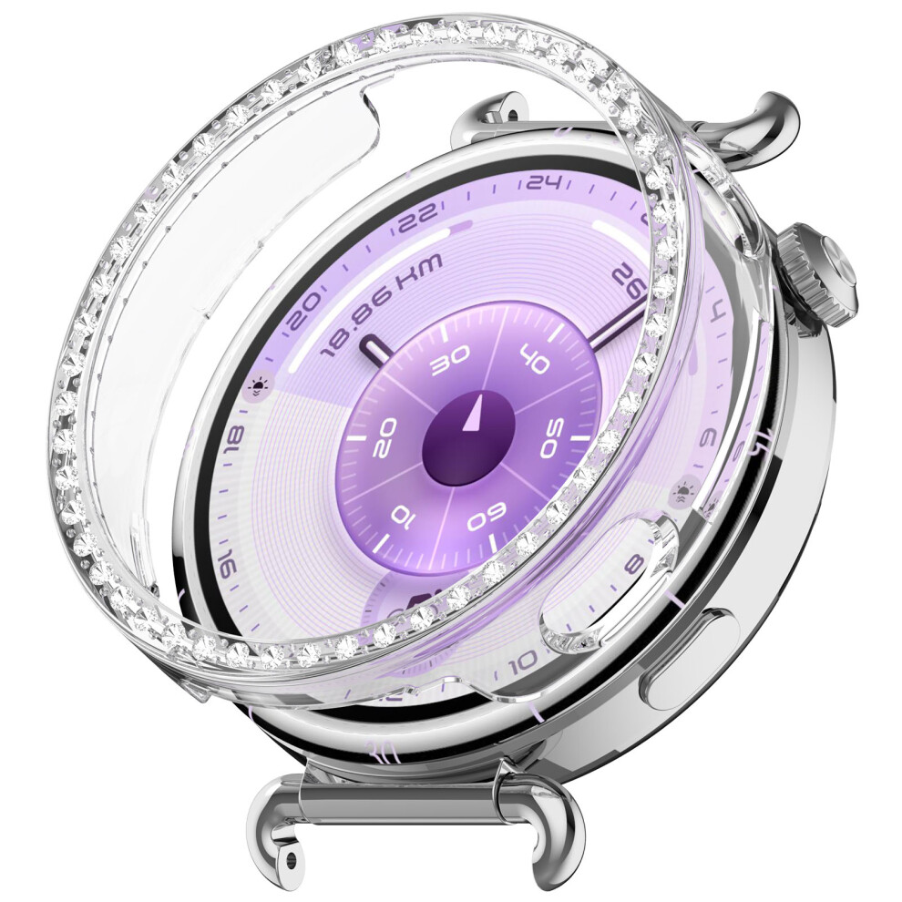 (Transparent) For Huawei Watch Gt 6 41Mm Watch Case Rhinestone Decor Hollow Electroplating Pc Watch Cover 6914285900587