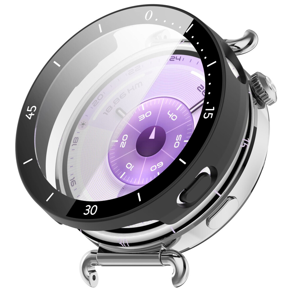 (Black) For Huawei Watch Gt 6 41Mm Protective Case Integrated Scale Design Pc Watch Cover With Tempered Glass Film Black 6914288462785