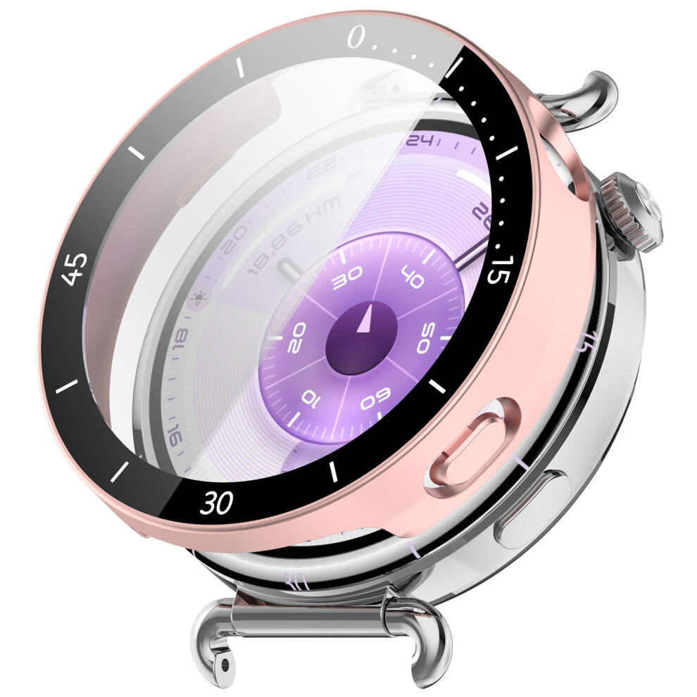 (Pink) For Huawei Watch Gt 6 41Mm Protective Case Integrated Scale Design Pc Watch Cover With Tempered Glass Film Pink 6914289214314