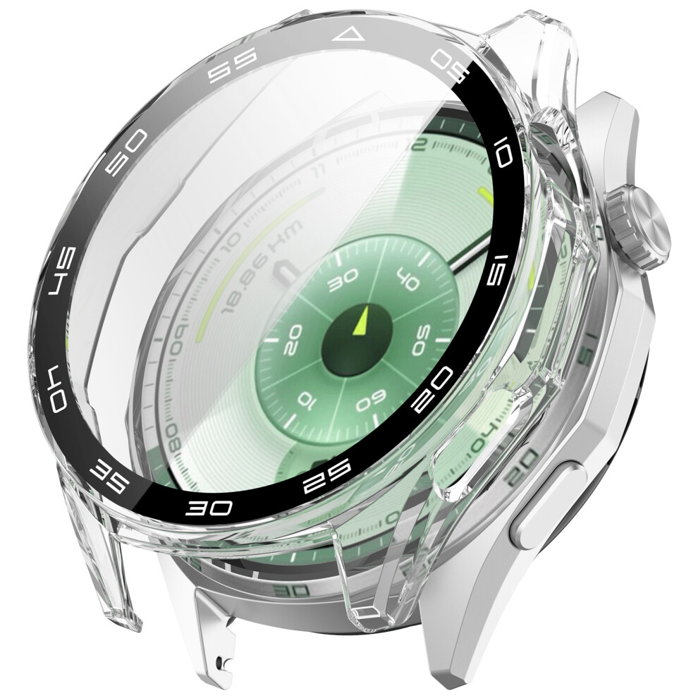 (Transparent) For Huawei Watch Gt 6 46Mm Protective Case Integrated Scale Design Pc Watch Cover With Tempered Glass Film 6914289596267