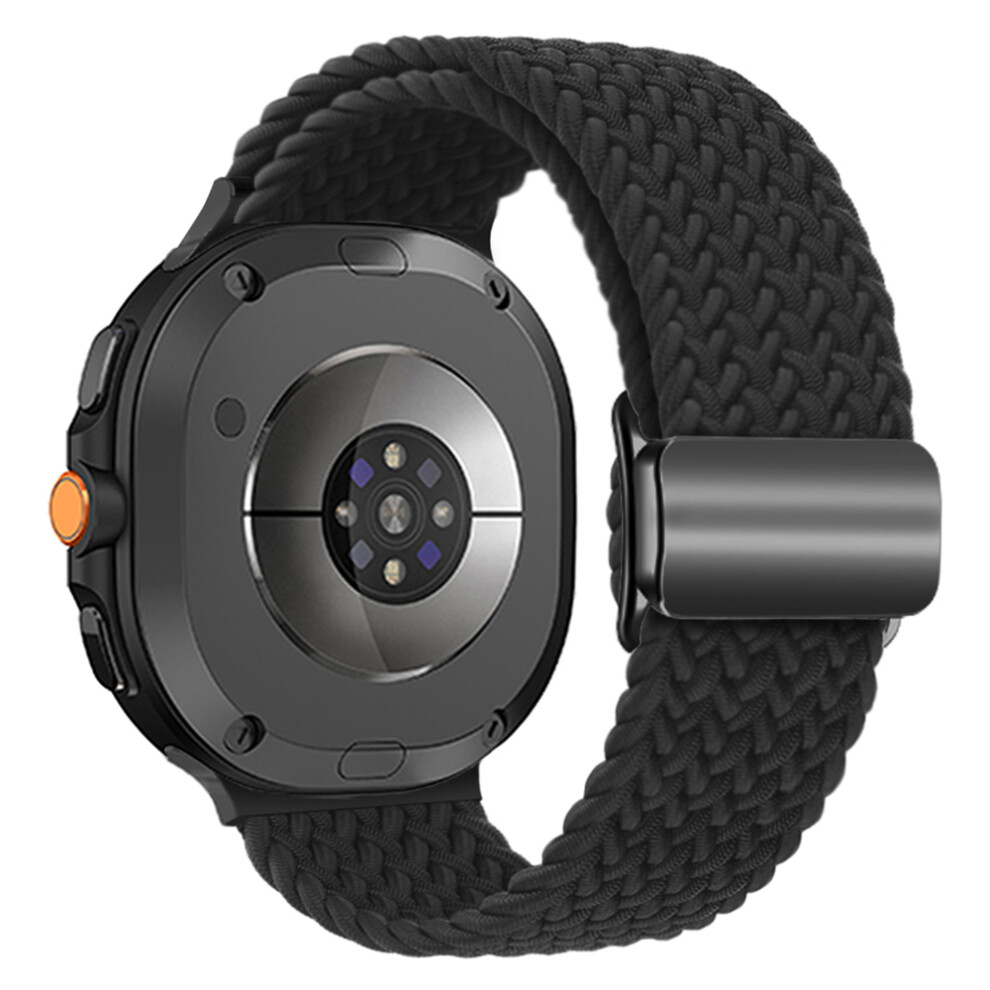 (Black) Wrist Strap For Samsung Galaxy Watch8 44Mm / 40Mm / Watch8 Classic 46Mm Magnetic Clasp Woven Nylon Watch Band Black 6914285519352