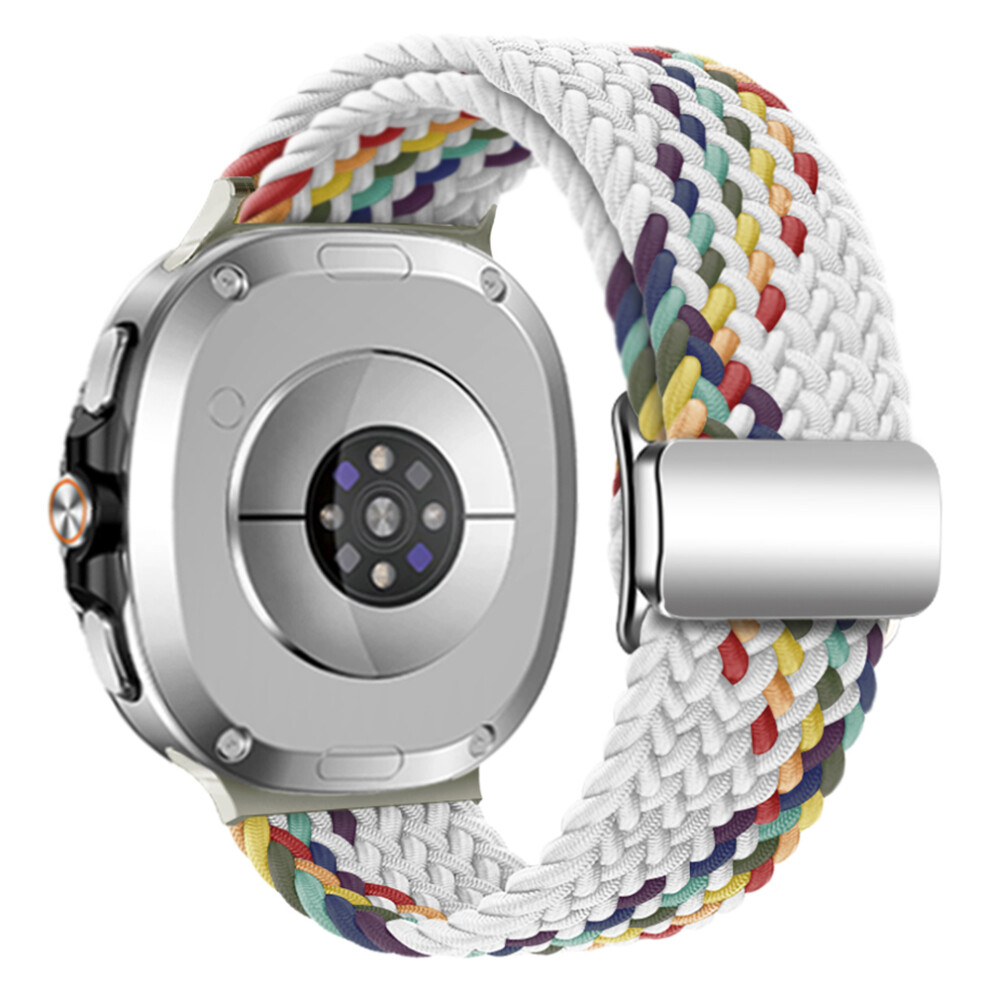 ( Rainbow) Wrist Strap For Samsung Galaxy Watch8 44Mm / 40Mm / Watch8 Classic 46Mm Magnetic Clasp Woven Nylon Watch Band White 6914284017156