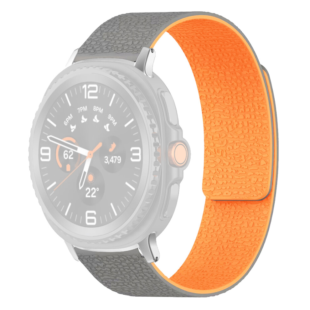 (Grey / Orange) Silicone Band For Samsung Galaxy Watch8 44Mm / 40Mm / Watch8 Classic 46Mm Litchi Texture Magnetic Strap Orange,Grey 6914284803216