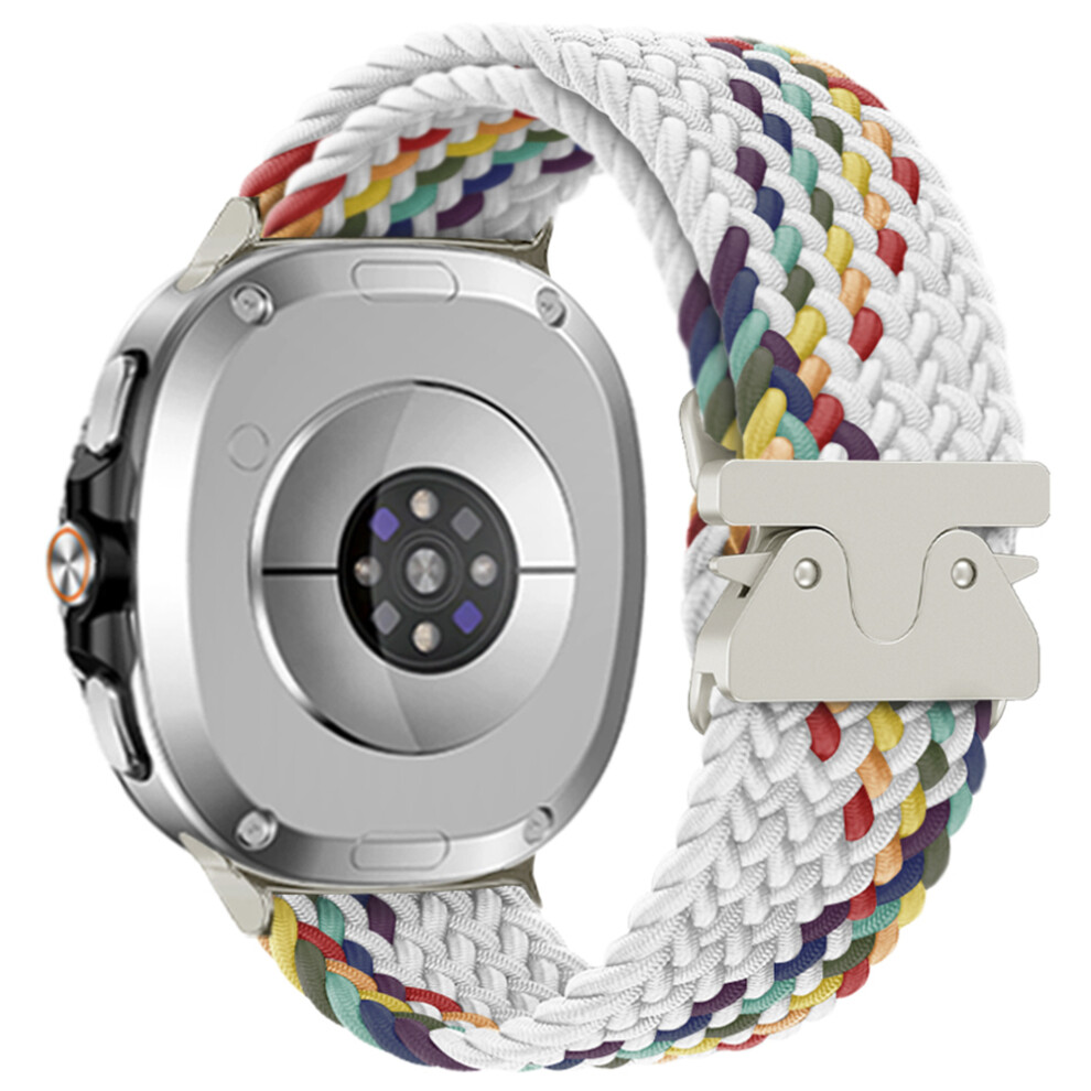 ( Rainbow) Nylon Watch Band For Samsung Galaxy Watch8 44Mm / 40Mm / Watch8 Classic 46Mm Braided Replacement Strap White 6914282059400