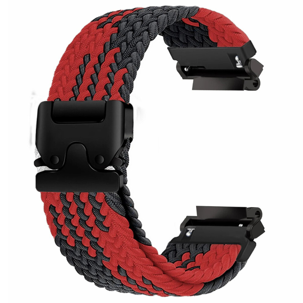 (Black / Red) For Huami Amazfit T-Rex 3 A2322 Nylon Watch Band Braided Replacement Strap Black,Red 6914280151441