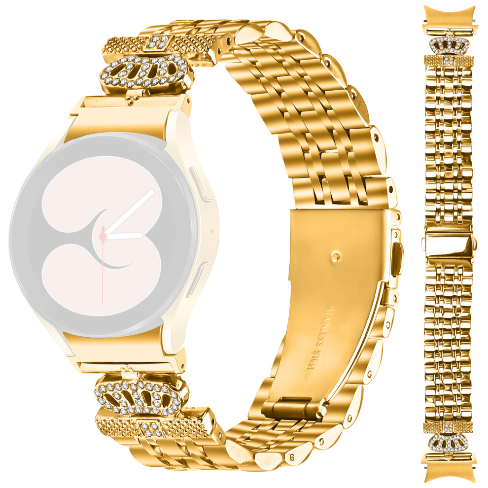 (Gold) Watch Band With Quick Release Connector For Samsung Galaxy Watch6 Classic 47Mm / 43Mm / Watch6 44Mm / 40Mm 7-Bead Rhineston Gold 6914281601273