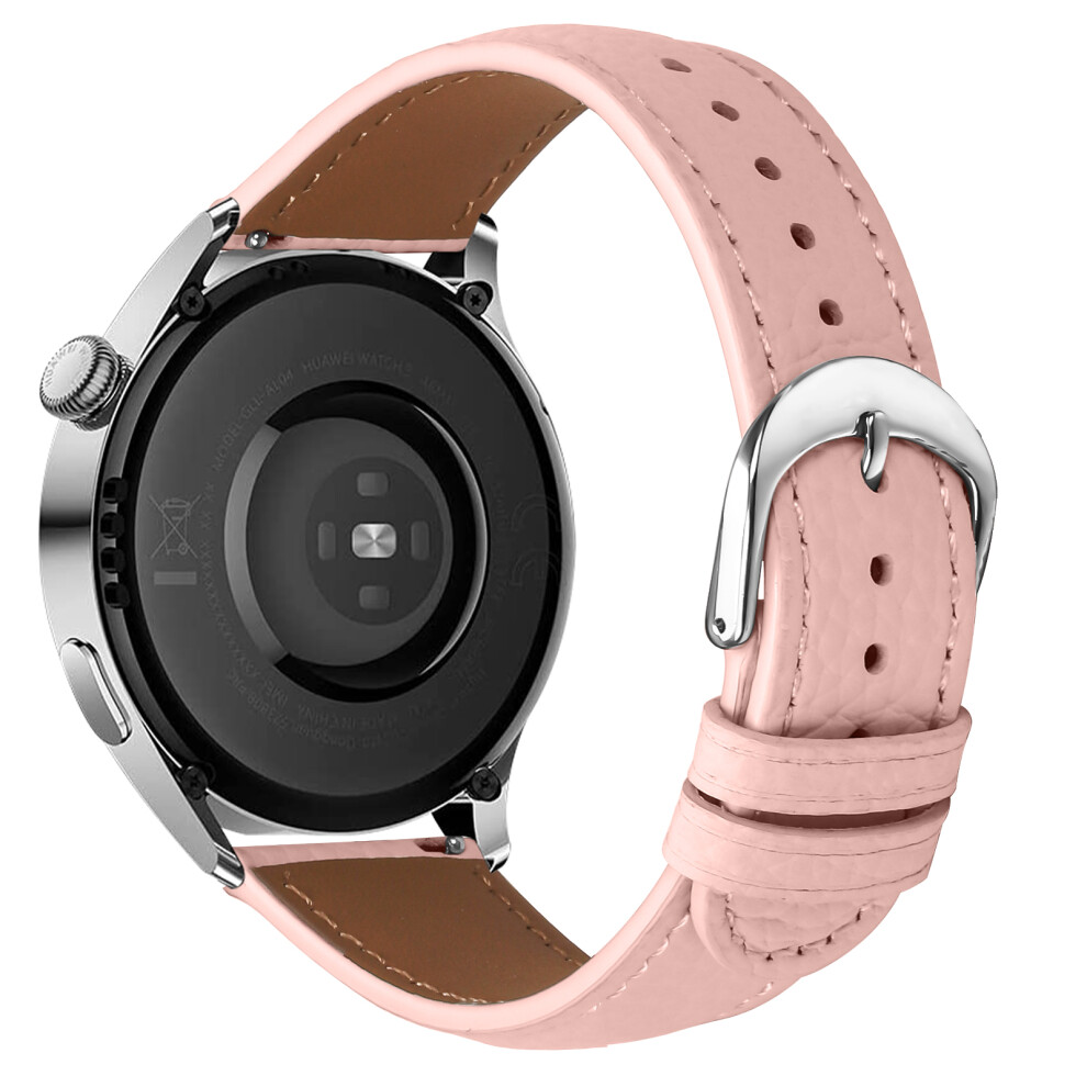 (Pink) Replacement Strap For Xiaomi Watch Color 2 / Haylou Rt Ls05s Litchi Texture Pu Leather Watch Band With Metal Buckle Pink 6914282603832