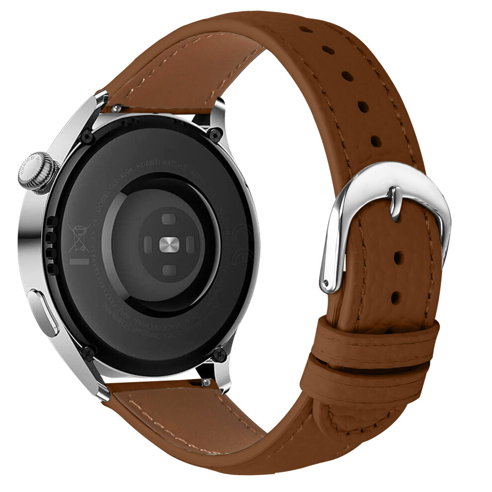 (Light Coffee) Replacement Strap For Xiaomi Watch Color 2 / Haylou Rt Ls05s Litchi Texture Pu Leather Watch Band With Metal Buckle Brown 6914280180335