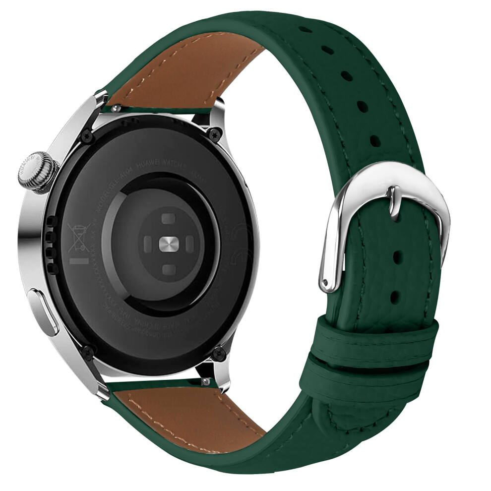 (Green) Replacement Strap For Xiaomi Watch Color 2 / Haylou Rt Ls05s Litchi Texture Pu Leather Watch Band With Metal Buckle Green 6914289707304