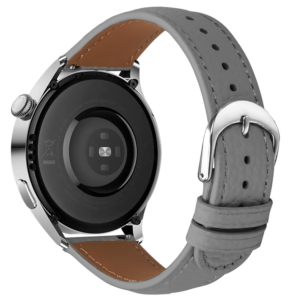 (Grey) Replacement Strap For Xiaomi Watch Color 2 / Haylou Rt Ls05s Litchi Texture Pu Leather Watch Band With Metal Buckle Grey 6914287127319