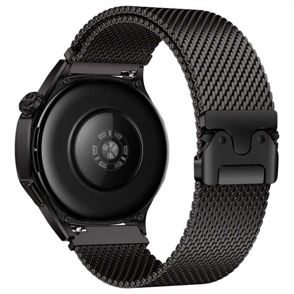 (Black) Watch Band For Garmin Venu 3 / Forerunner 265 / 255 Music 22Mm Parachute Clasp Milanese Pure Titanium Strap Black 6914287940970