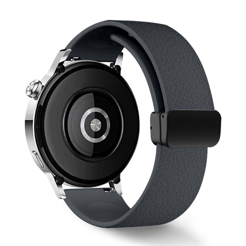 (Dark ) 22Mm Magnetic Silicone Band For Huawei Watch Gt 5 46Mm / Gt 5 Pro 46Mm / Samsung Galaxy Watch3 45Mm Litchi Texture Watch Strap Grey 6914284828684