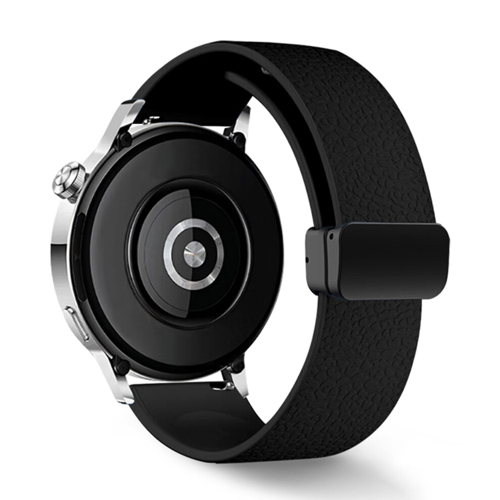(Black) 22Mm Magnetic Silicone Band For Huawei Watch Gt 5 46Mm / Gt 5 Pro 46Mm / Samsung Galaxy Watch3 45Mm Litchi Texture Watch Strap Black 6914280208251