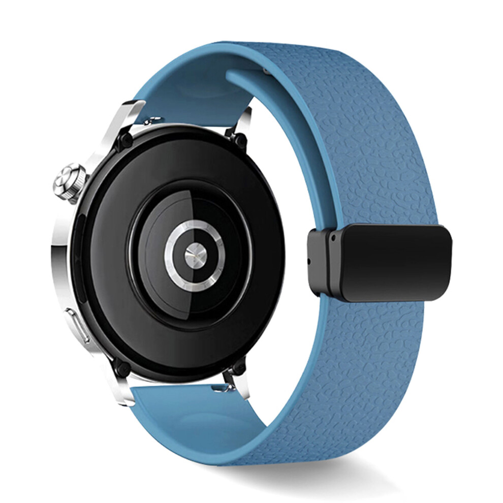 (Blue) 22Mm Magnetic Silicone Band For Huawei Watch Gt 5 46Mm / Gt 5 Pro 46Mm / Samsung Galaxy Watch3 45Mm Litchi Texture Watch Strap Blue 6914282915706