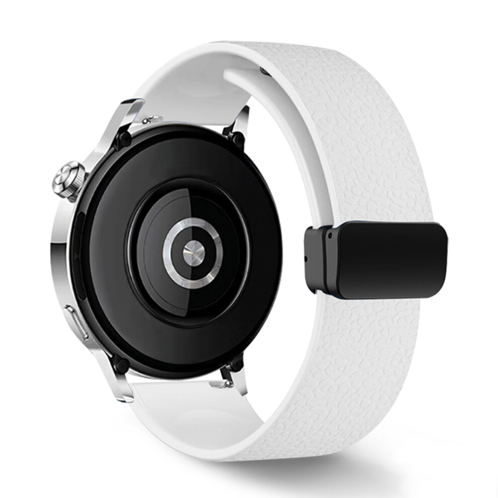 (White) 22Mm Magnetic Silicone Band For Huawei Watch Gt 5 46Mm / Gt 5 Pro 46Mm / Samsung Galaxy Watch3 45Mm Litchi Texture Watch Strap White 6914285700736