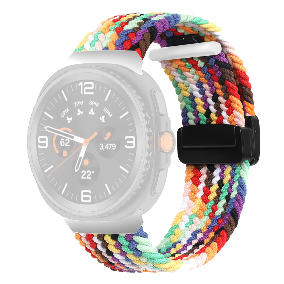(Rainbow) Nylon Braid Watch Strap For Samsung Galaxy Watch8 Classic 46Mm / Watch8 44Mm / 40Mm Magnetic Buckle Wrist Band 6914283434985