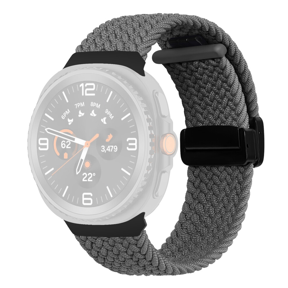 (Grey) Nylon Braid Watch Strap For Samsung Galaxy Watch8 Classic 46Mm / Watch8 44Mm / 40Mm Magnetic Buckle Wrist Band Grey 6914282475200