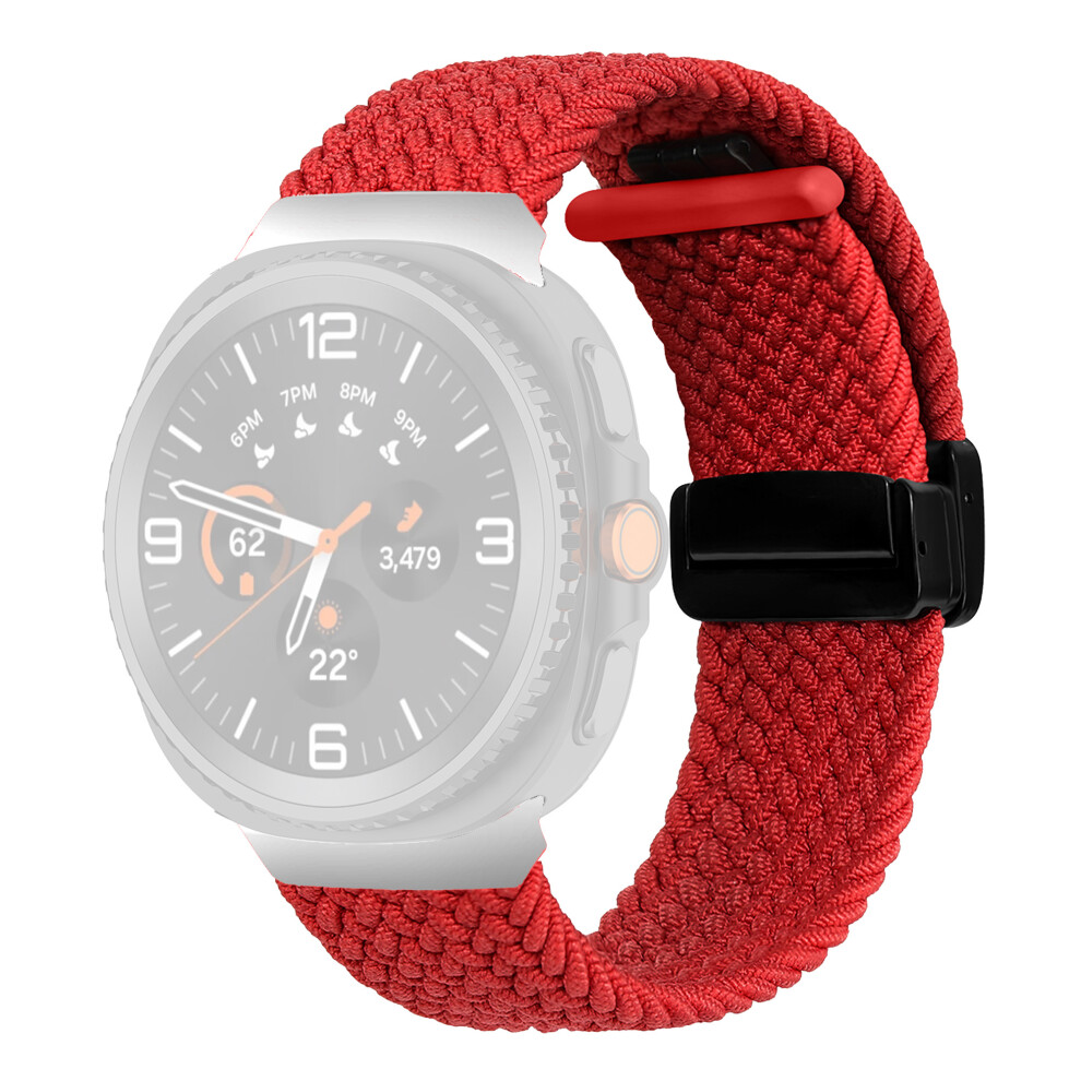(Red) Nylon Braid Watch Strap For Samsung Galaxy Watch8 Classic 46Mm / Watch8 44Mm / 40Mm Magnetic Buckle Wrist Band Red 6914284305291