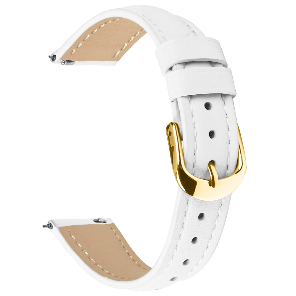 (White) For Huawei Watch Gt 5 41Mm Watch Band Gold Buckle Slim Leather Strap White,Gold 6914287763999