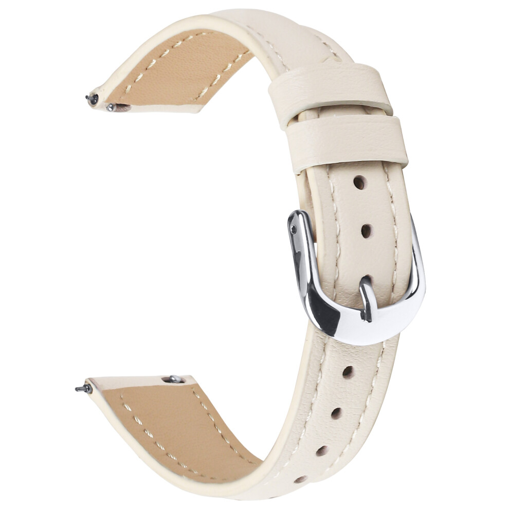 (Apricot) For Garmin Vivoactive 4S 40Mm Watch Band Buckle Slim Leather Strap Silver 6914284018986