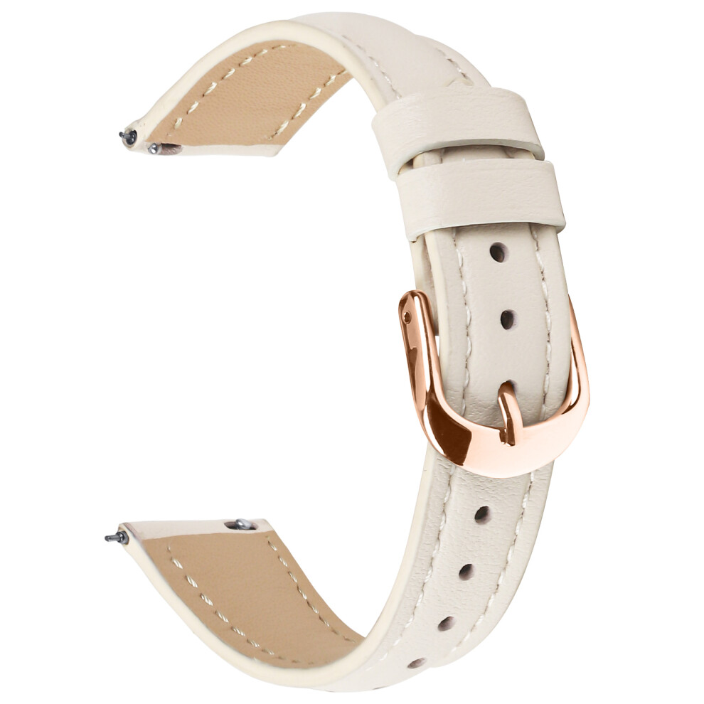 (Apricot) For Garmin Vivoactive 4S 40Mm Watch Band Rose Buckle Slim Leather Strap Gold 6914281804384