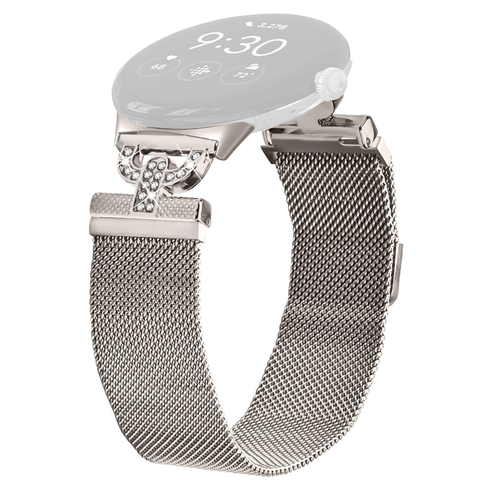 (Starlight) Watch Band For Google Pixel Watch 3 41Mm / Watch 2 / Watch Electroplating Milanese Stainless Steel Strap D-Shape Rhinestones Deco 6914284084240
