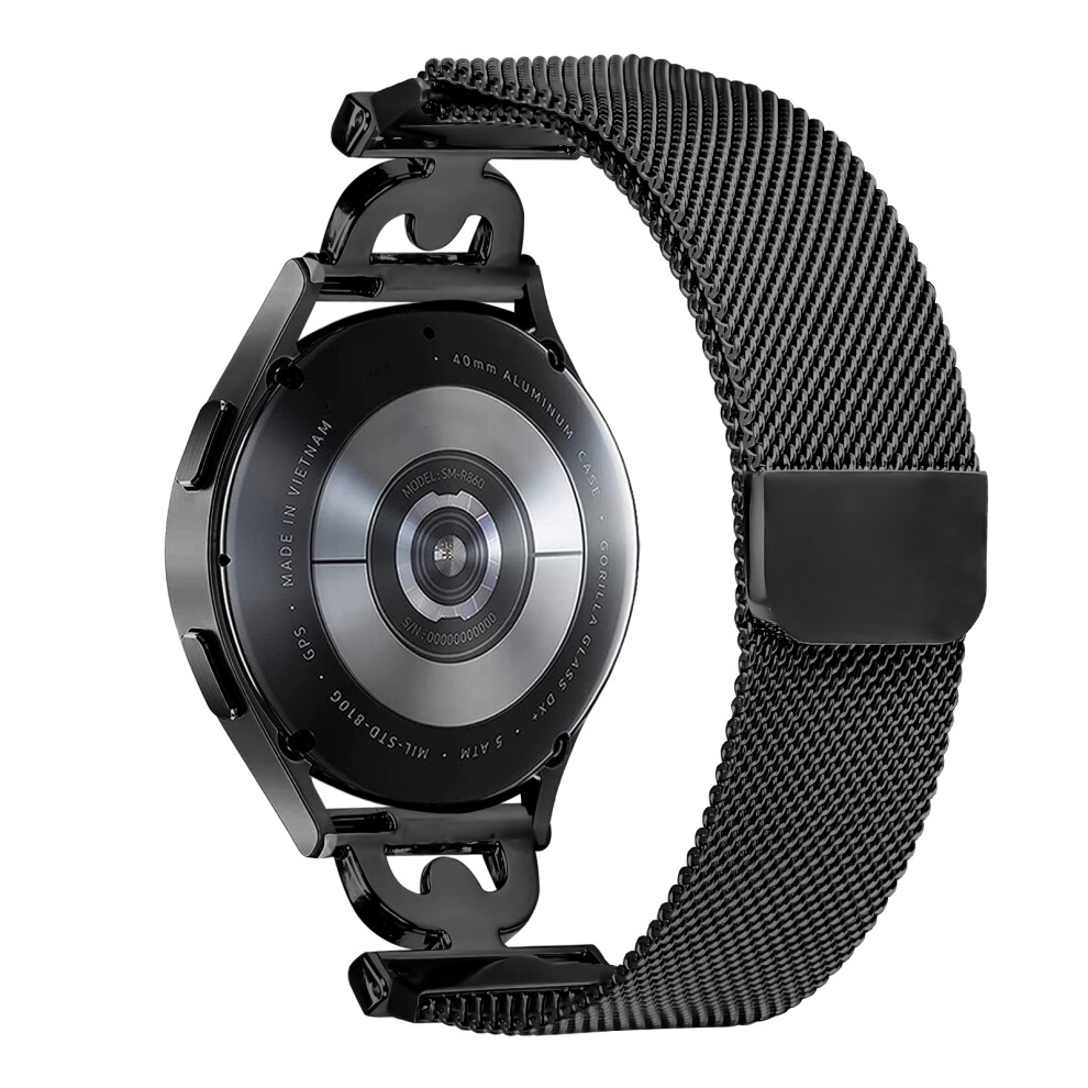 (Black) Watch Band For Huawei Watch Gt 3 Pro 43Mm / Watch Gt 3 42Mm / Honor Watch Es Milanese Stainless Steel Strap D-Shape Rhinestones D Black 6914283253197