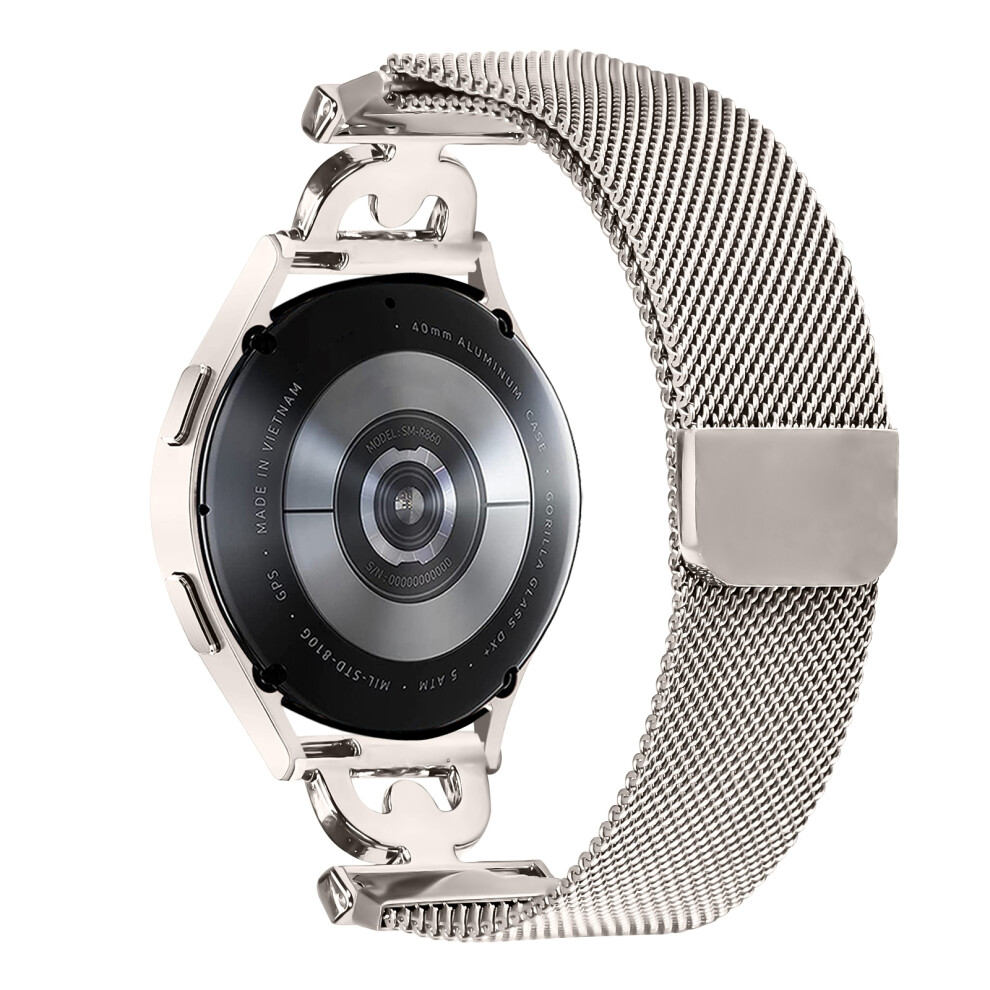 (Starlight) Watch Band For Huawei Watch Gt 3 Pro 43Mm / Watch Gt 3 42Mm / Honor Watch Es Milanese Stainless Steel Strap D-Shape Rhinestones D 6914286566911