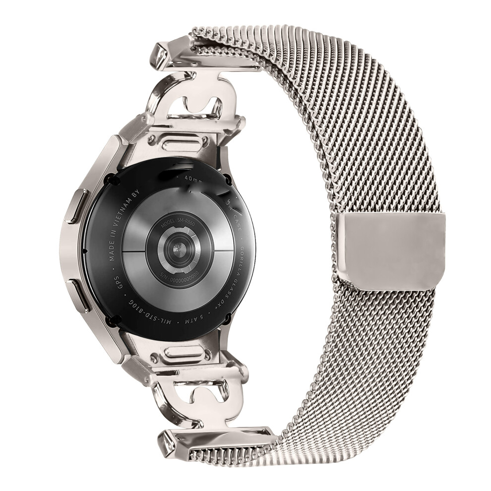 (Starlight) For Samsung Galaxy Watch7 40Mm 44Mm Watch Band Electroplating Milanese Stainless Steel Strap With D-Shape Quick Release Connector 6914282048237