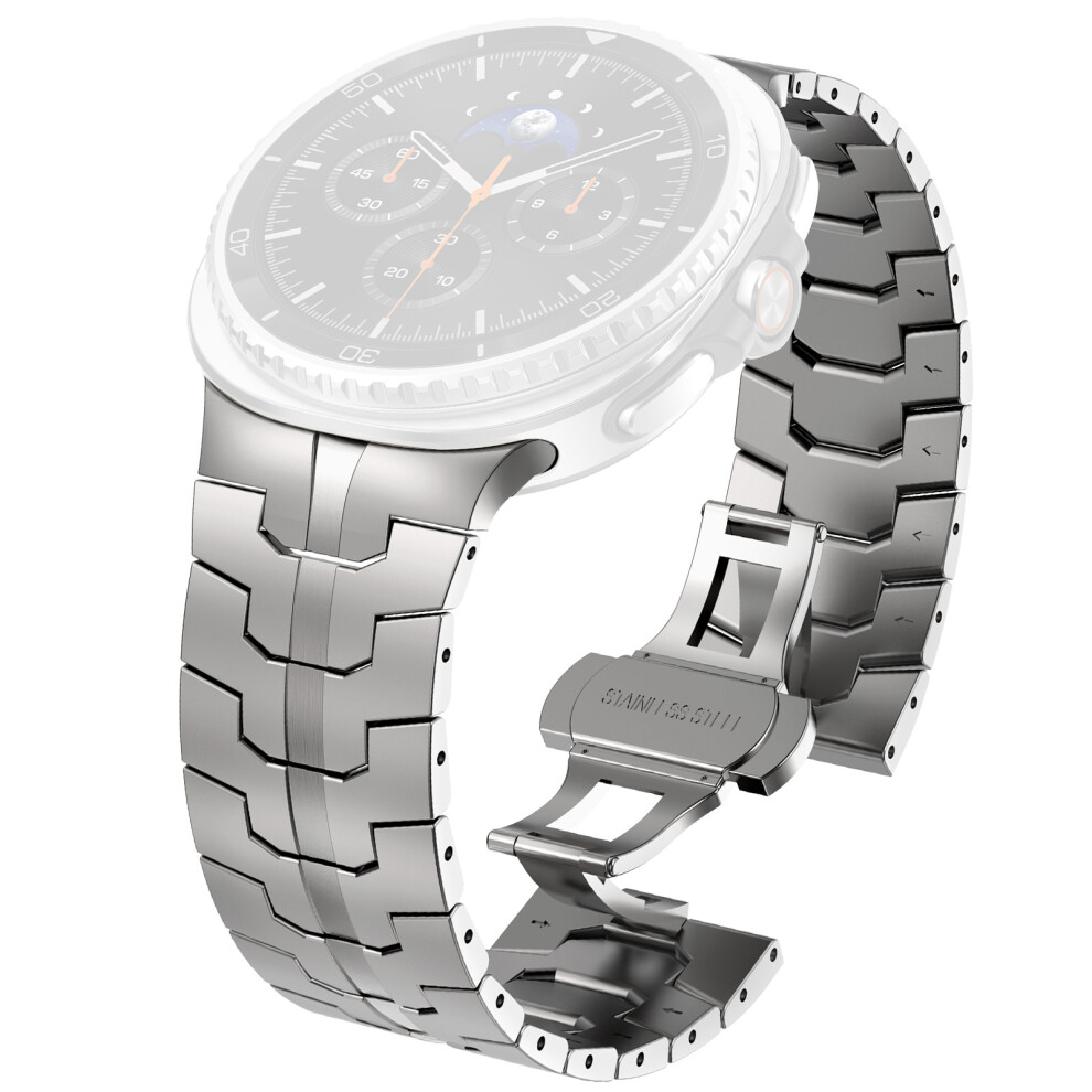 (Titanium) Butterfly Buckle Strap For Samsung Galaxy Watch8 44Mm / 40Mm / Watch8 Classic 46Mm Stainless Steel Watch Band 6914280179766