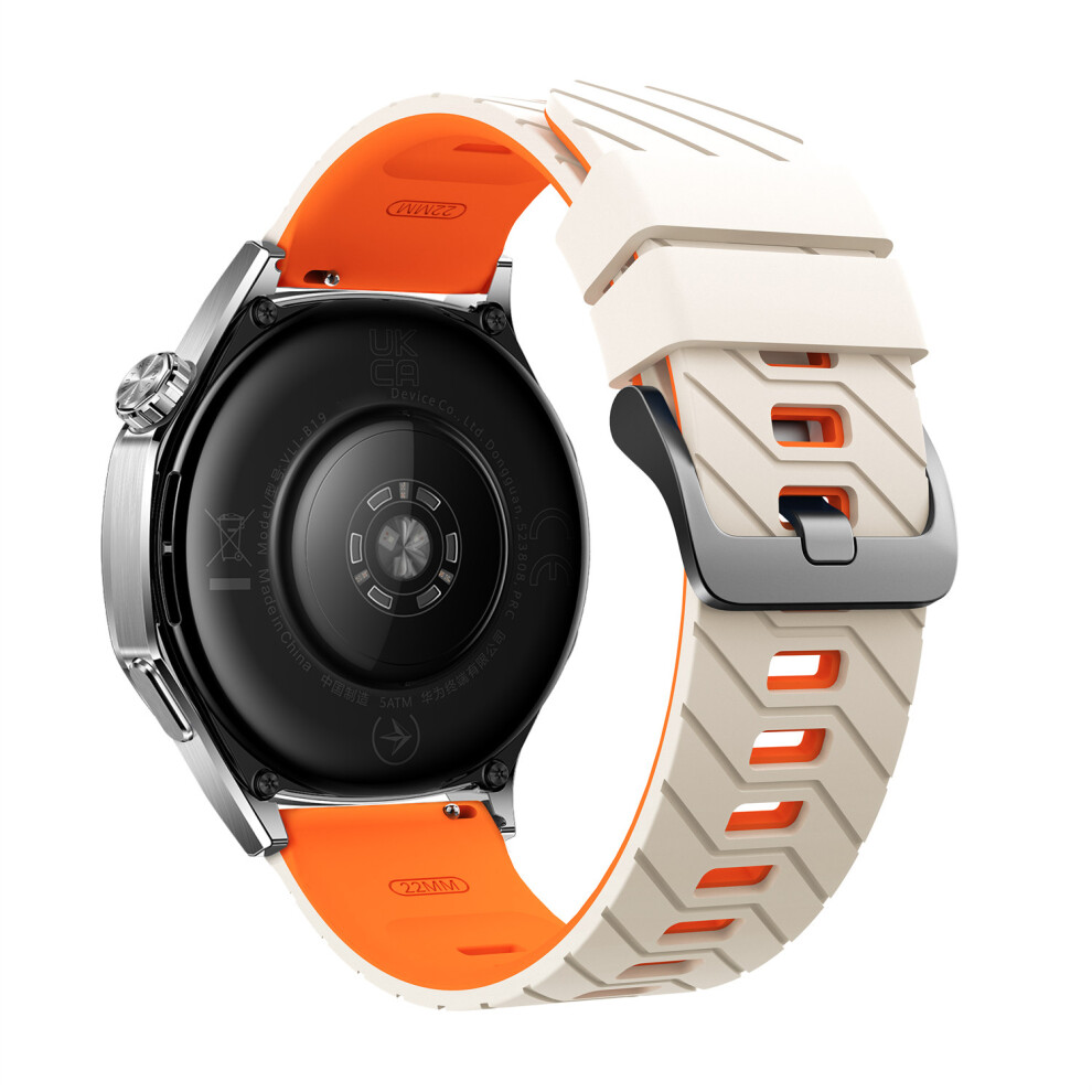 (Starlight / ) 22Mm Silicone Strap For Samsung Galaxy Watch3 45Mm / Watch 46Mm / Huawei Watch Gt 5 46Mm Dual Color Twill Pattern Watch Band Orange 6914284116484