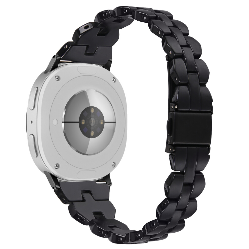 (Black) Resin Acrylic Watch Band For Samsung Galaxy Watch8 Classic 46Mm / Watch8 44Mm / 40Mm Rhombus Waterproof Wrist Strap Black 6914287496798
