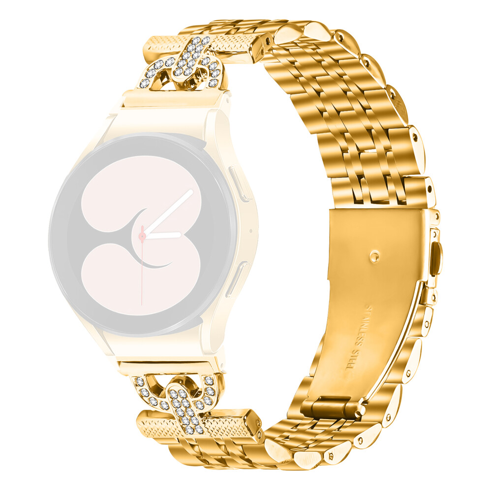 (Gold) Watch Band For Samsung Galaxy Watch6 Classic 47Mm / 43Mm / Watch6 44Mm / 40Mm Stainless Steel Strap With Quick Release Connector Gold 6914289566321